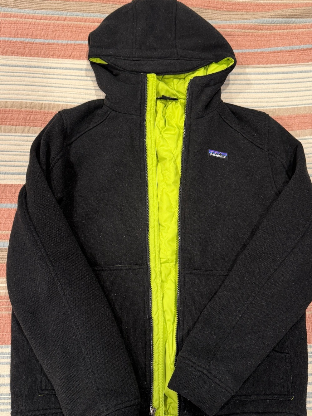 Patagonia Light Green Quilted Hooded Jacket